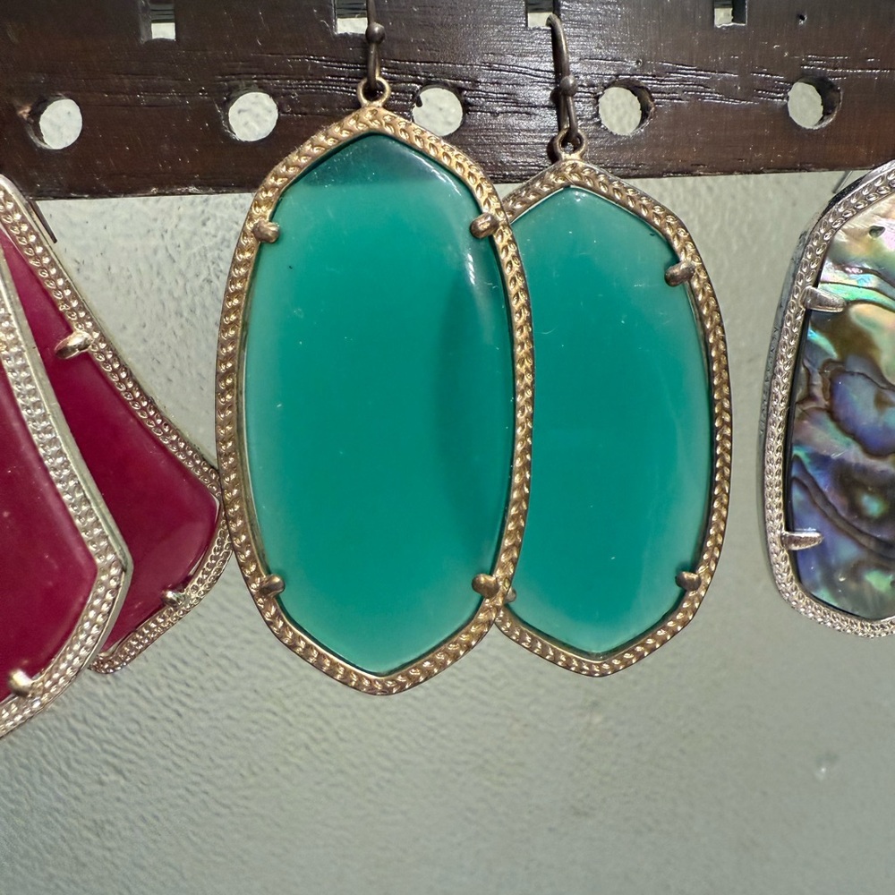 Kendra Scott Gold and Teal Statement Earrings
